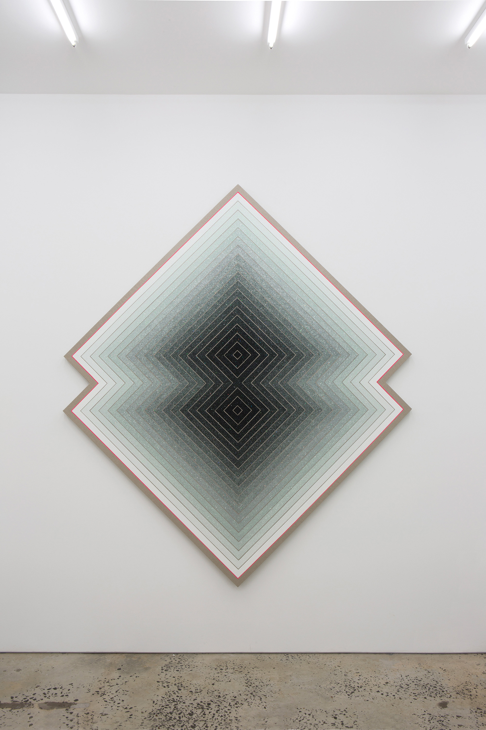“Moon to a flea is a diamond to a pea”, 2014, glitter, acylic on Belgian linen, 1960 x 2260 mm