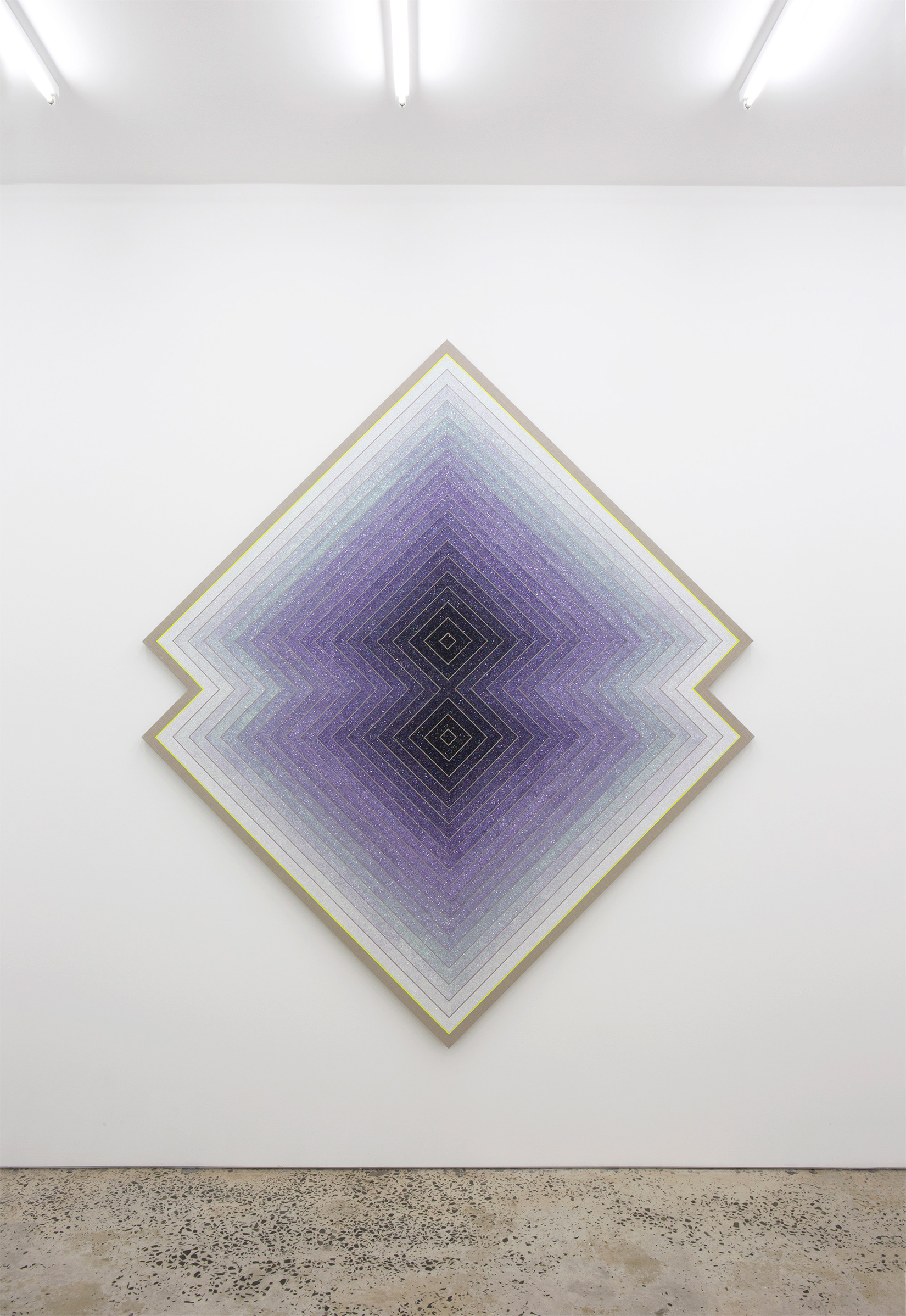 “Stellar bud living”, 2014, glitter, acrylic on Belgian linen, 1960 x 2260 mm