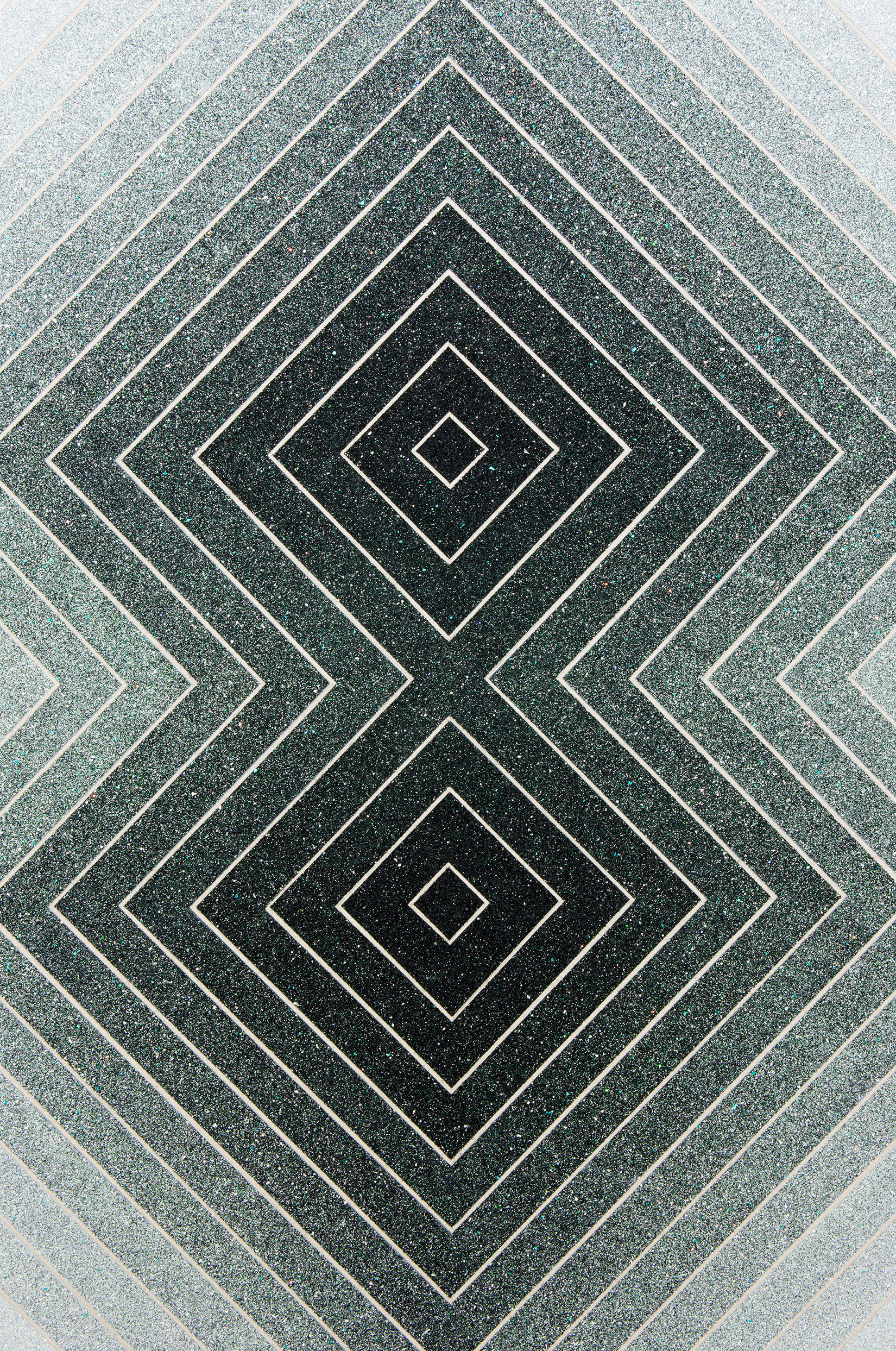 “Moon to a flea is a diamond to a pea” (detail), 2014, glitter, acylic on Belgian linen, 1960 x 2260 mm