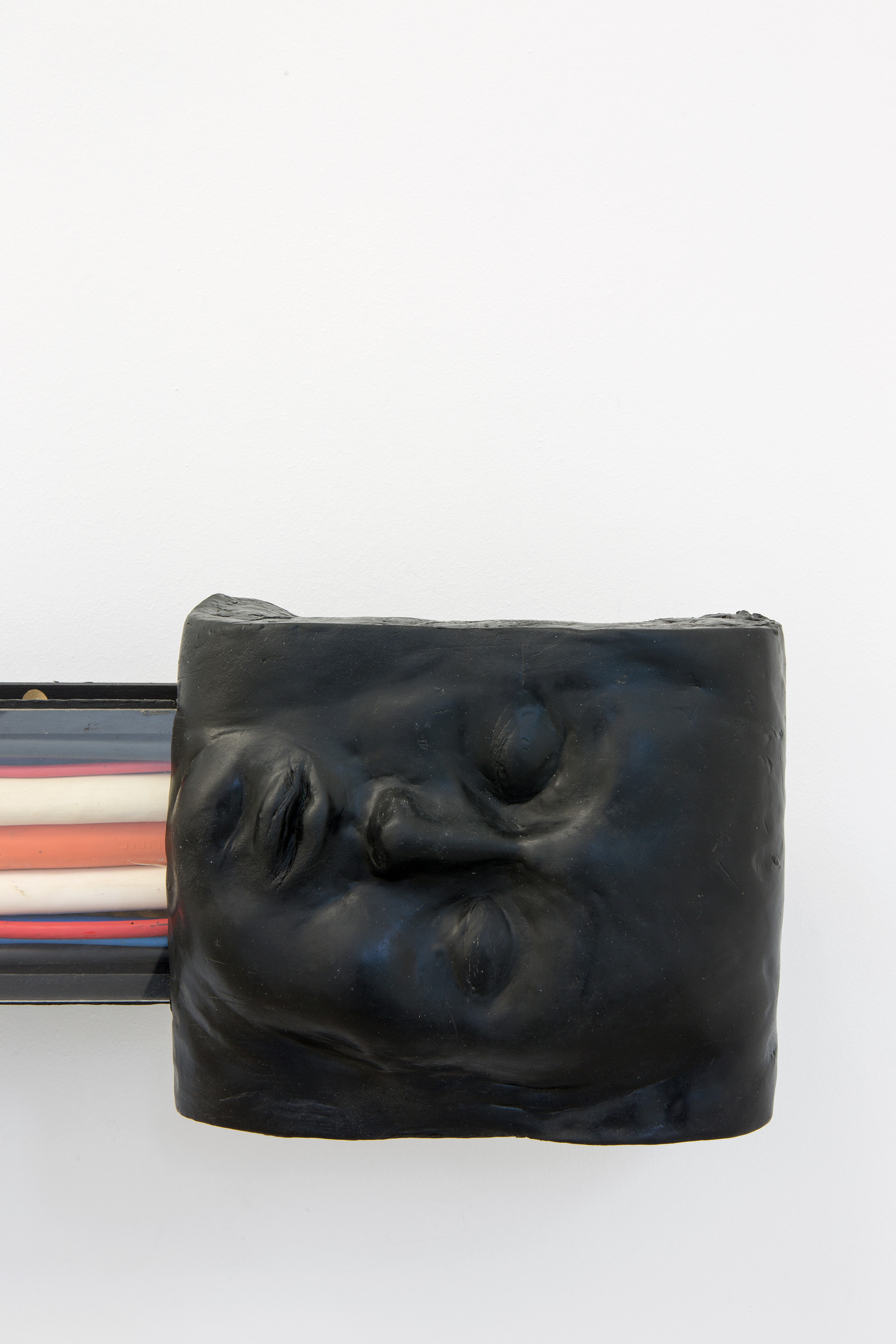 Janet Burchill & Jennifer McCamley, “Folly” (detail), 1991, industrial pipe, timber, electrical wiring, silicon rubber and perspex, 250 × 4580 × 150 mm, courtesy the artists
