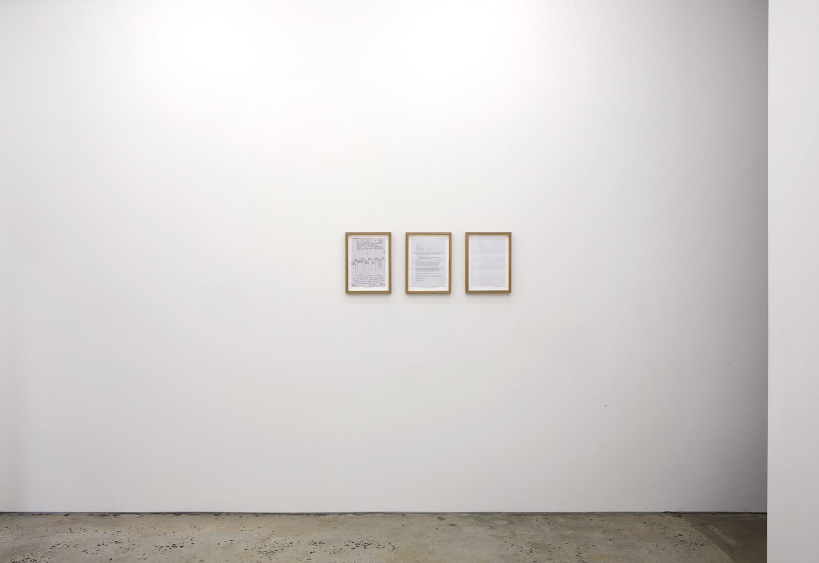 Leigh Ledare, "Upon the Death of My Grandfather", (July 29, 2008 – August 17, 2011), paper, 3 pieces, 210 × 297 mm each (framed)
