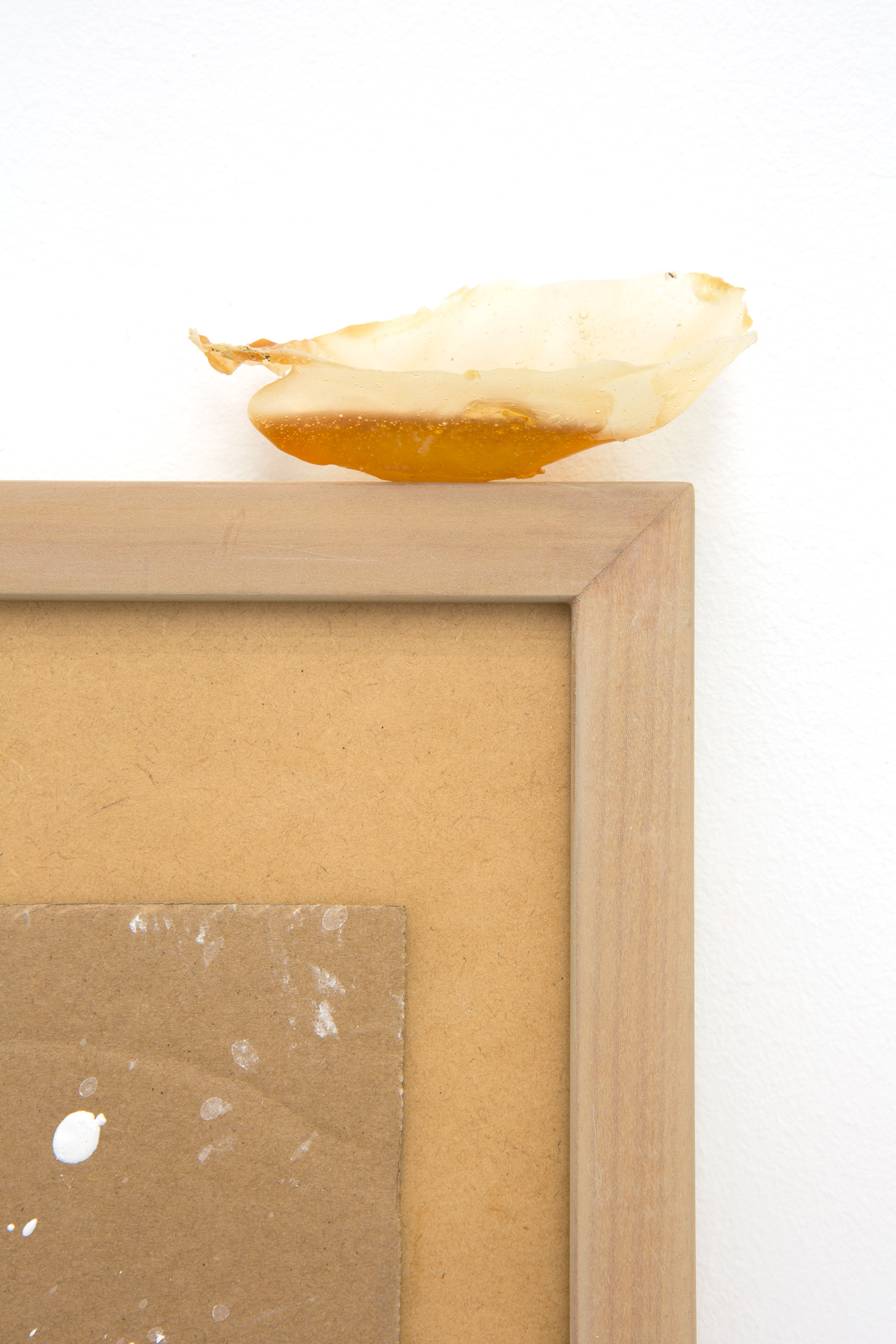 Marian Tubbs, “talked into quiet” (detail), 2014, latex, plaster, wire, cardboard, artist frame, 440 × 620 mm