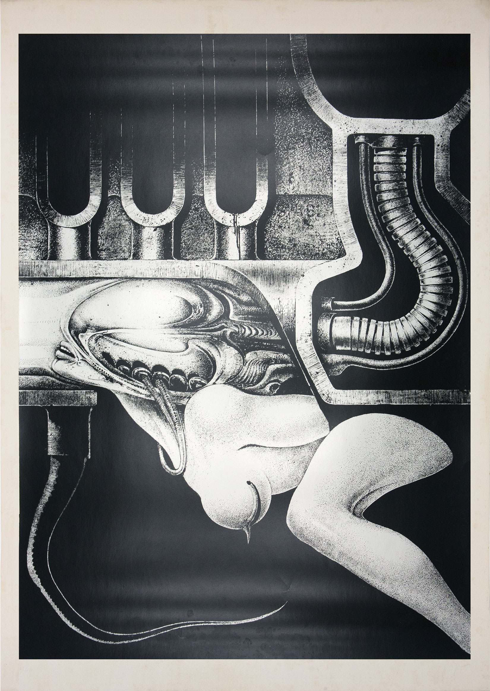 HR Giger, “Biomechnoiden”, 1969, screenprint on card, signed, 1120 × 820 mm